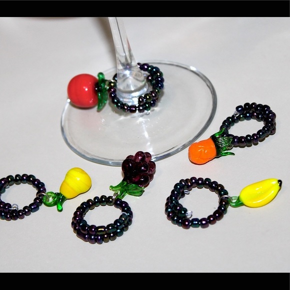 ๐3/20$5/25๐SET VINTAGE BLOWN GLASS FRUIT WINE GLASS CHARM - Picture 9 of 16